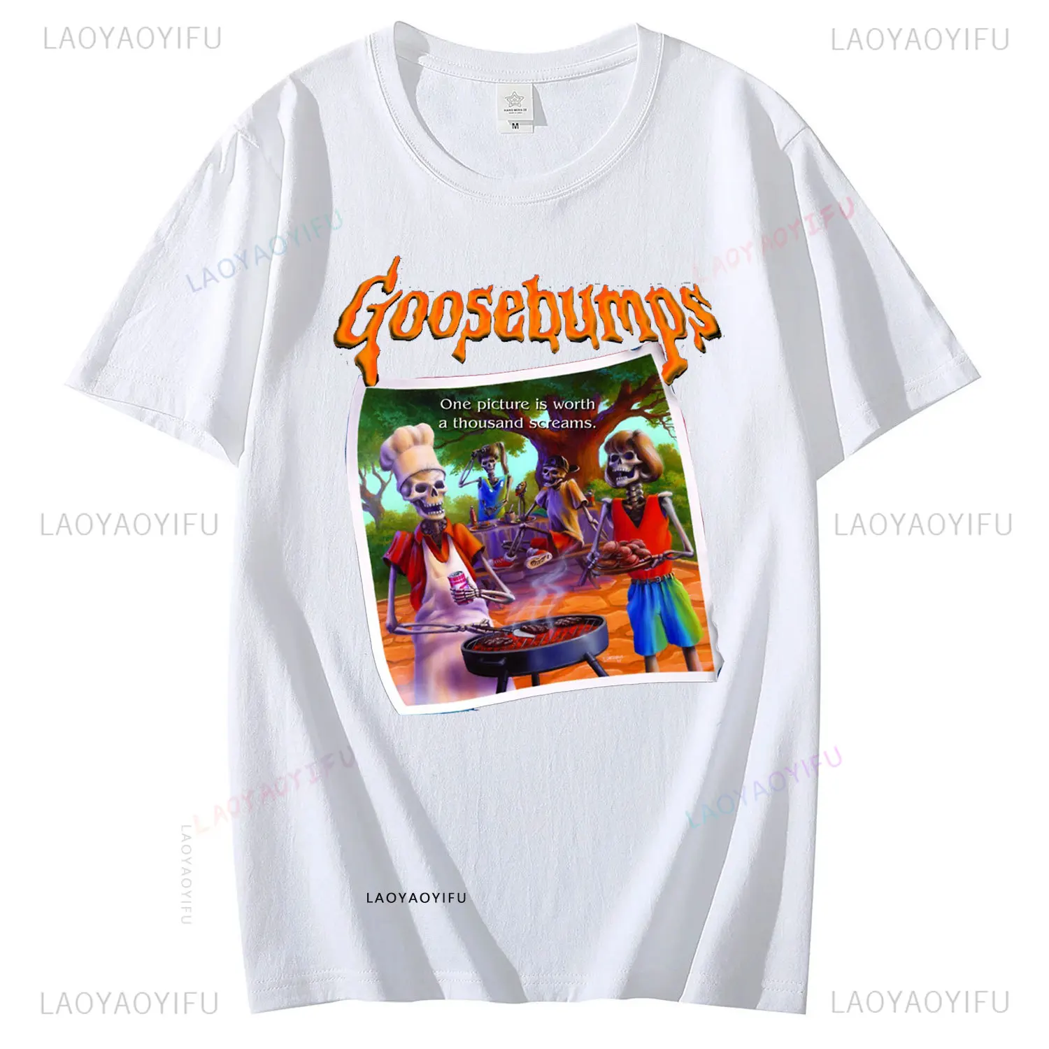 Goosebumps Rl Stine Say Cheese and Die Youth Men Cotton T-Shirt Goosebumps Say Cheese Anime T-Shirts Streetwear Unisex Tee Tops