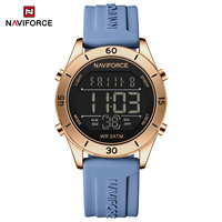 NAVIFORCE 5054 Casual Electronic Watches for Women Week Date Calendar Waterproof Silicone Strap Sports Ladies LCD Digital Watch
