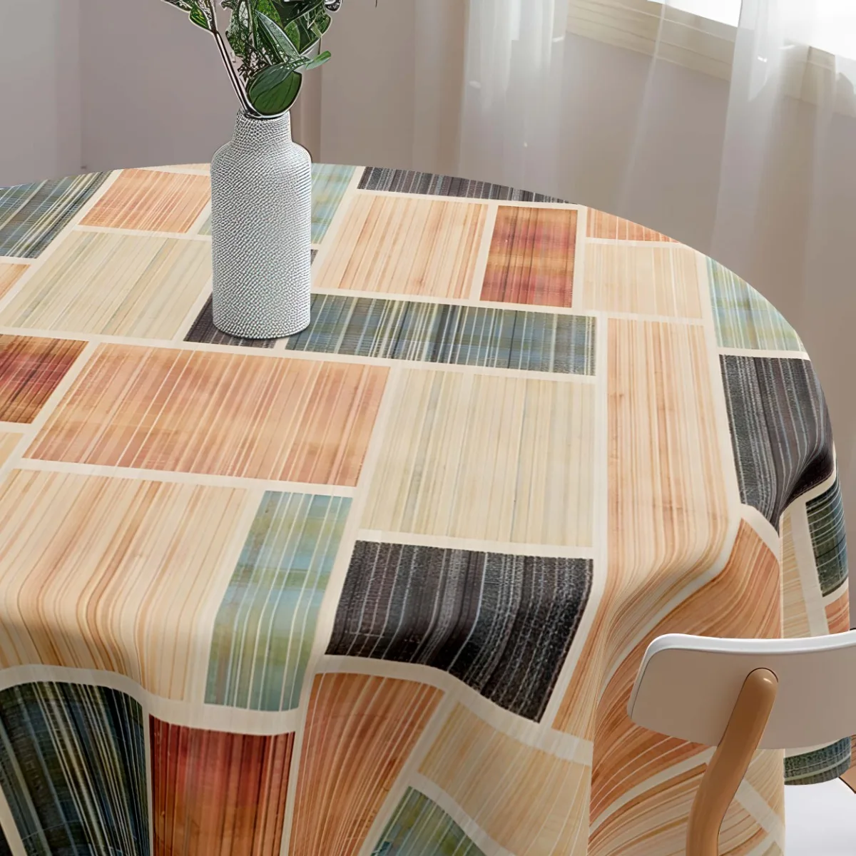 1 PC is equipped with a colorful rectangular pattern polyester tablecloth, available in multiple sizes.zyc