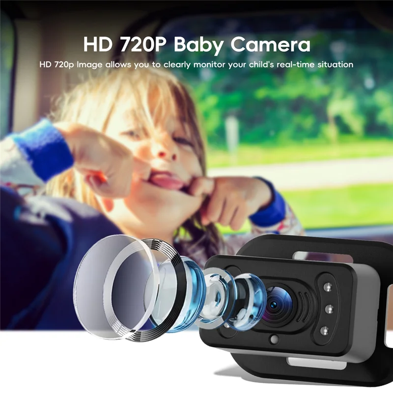 

Детская автомобильная камера для 2 детей, 6,86-дюймовый IPS-дисплей с двойной камерой для автокресла, автомобильная радионяня заднего вида