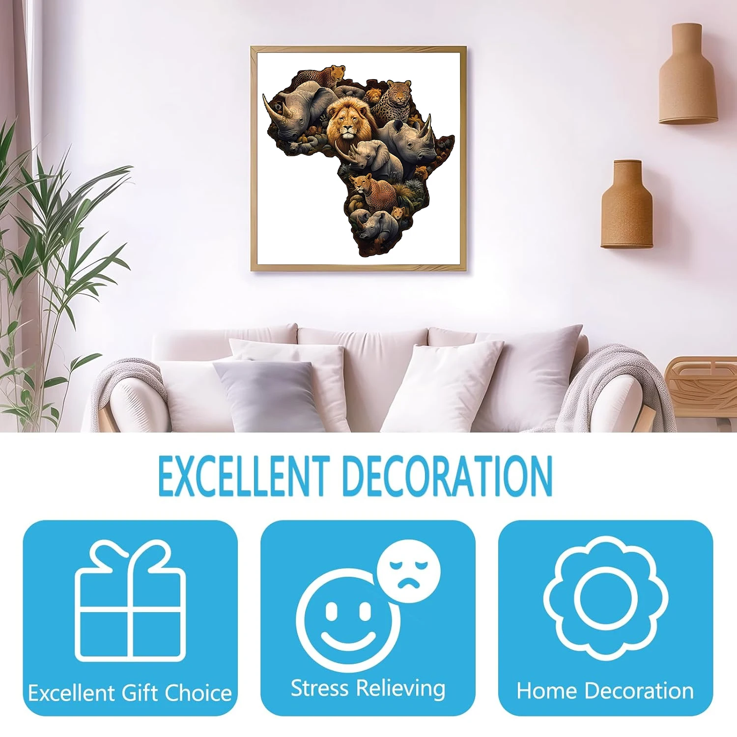 لغز خشبي على شكل عالم الحيوان، قطع غير منتظمة على شكل حيوانات، هدية عيد ميلاد، ديكور منزلي للعبة العائلة #3