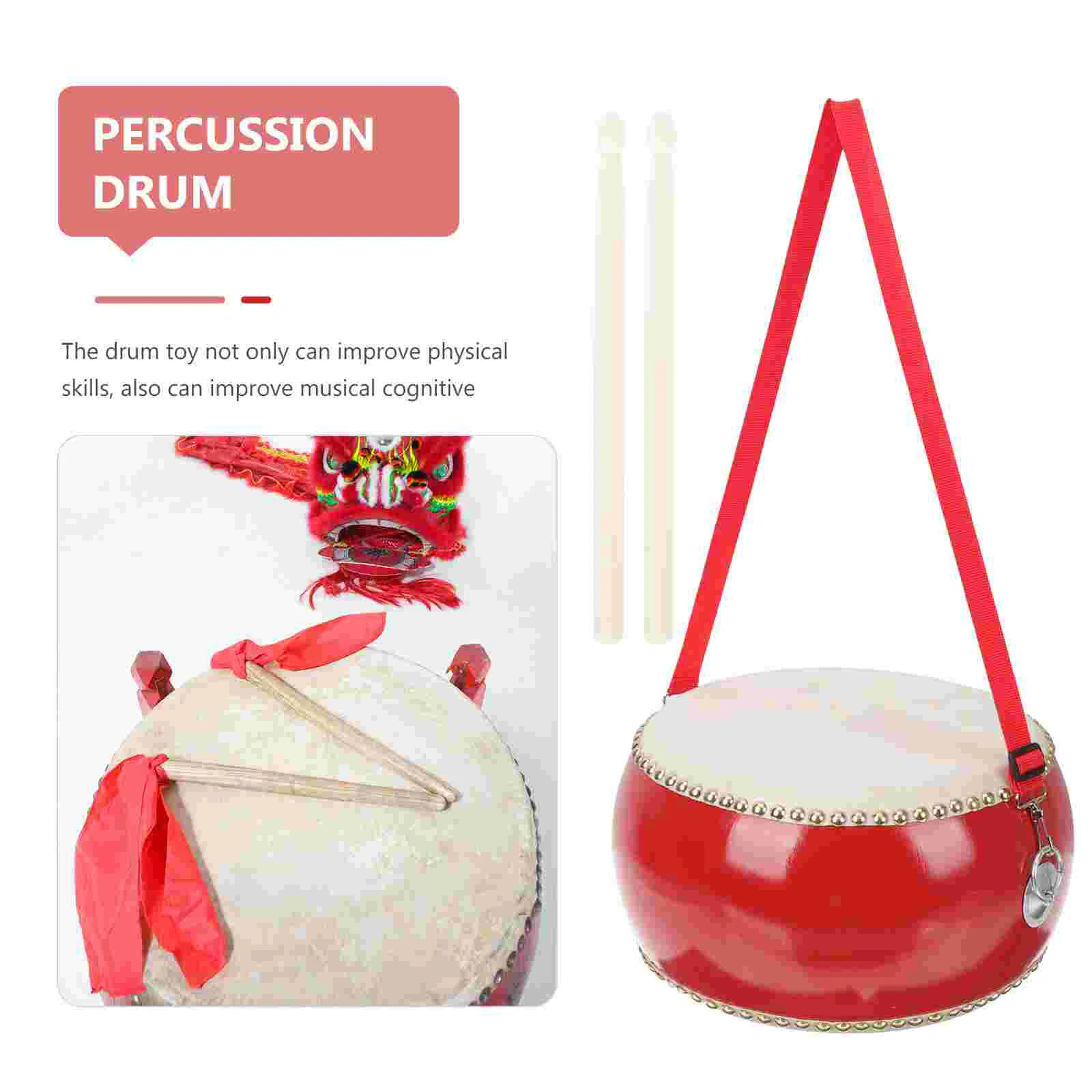 1 Set of Wooden Drum Toy Percussion Instrument Children Educational Drum Toy with Drumstick child drum