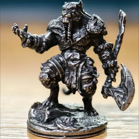 Tiger Clan Knight Warrior Fighting Soldier Figure Metal Copper Mini Figurines DIY Coloring Miniatures Decoration Ornaments Craft