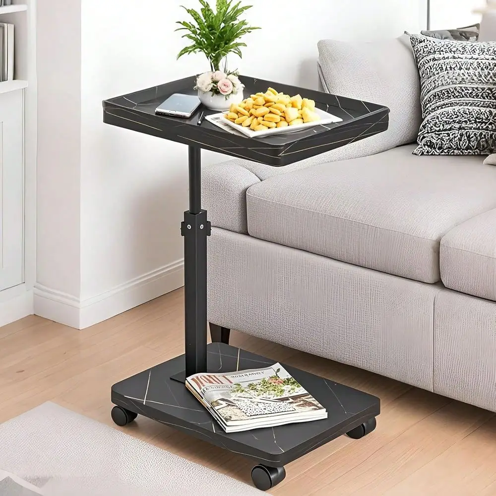 

Table End Table Adjustable Height,C Shaped End For Couch,Snack Tables,360 Swivel TV Tray Sofa Table,Tables That Slide Under,Cof