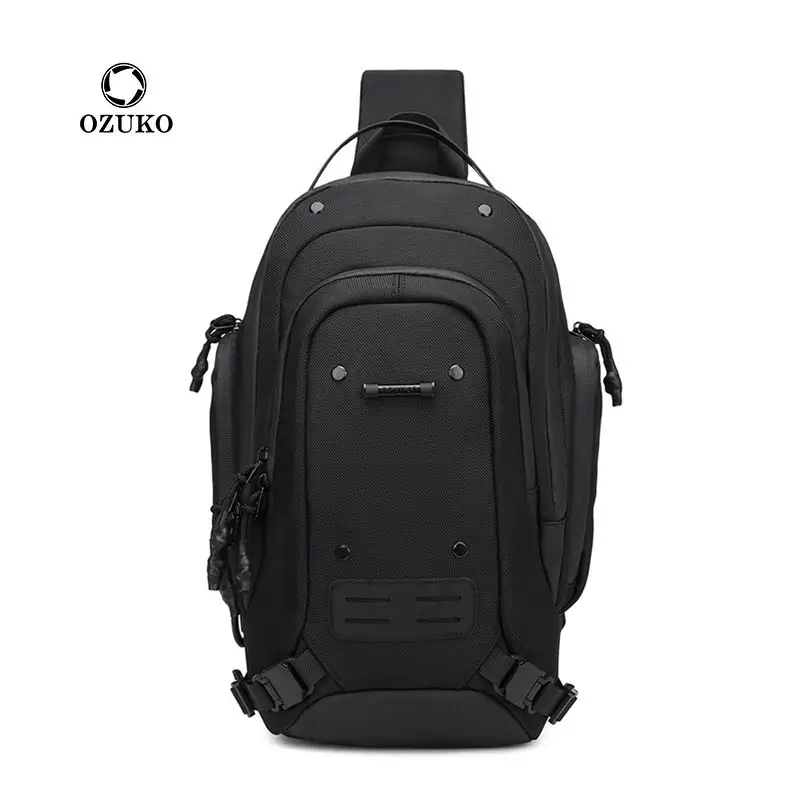 Ozuko-Sac à bandoulière imperméable au design unique pour homme, sac à bandoulière décontracté, sac à main poitrine, sangle réglable, sac initié aux