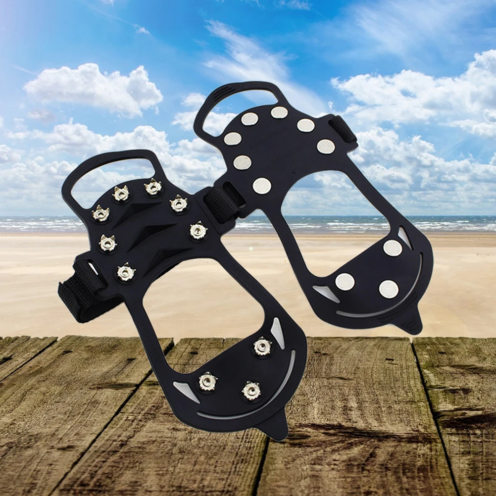 

1 Pair 10-Toothed Manganese Steel Anti-Slip Crampons For Hiking Ice Climbing Snow Traction Spikes Lightweight Adjustable Fit
