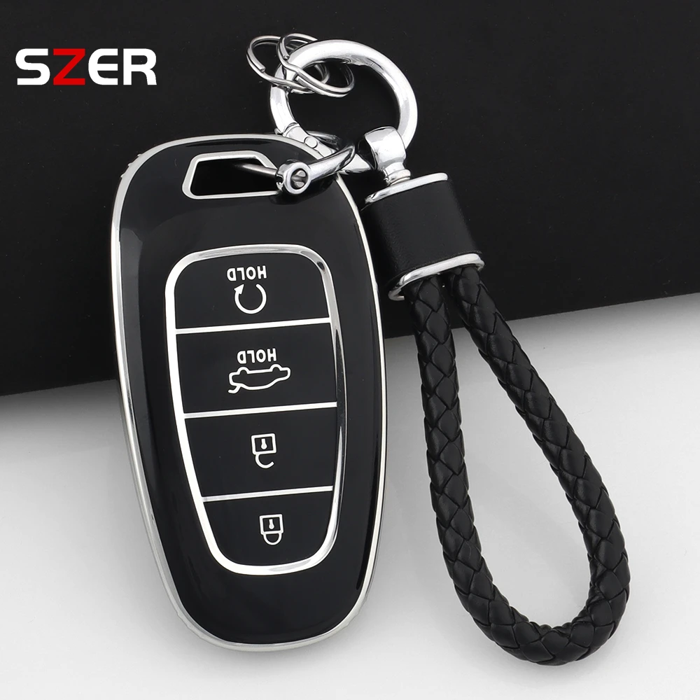 

4-кнопочный чехол из ТПУ с дистанционным управлением для автомобиля, чехол для Hyundai Tucson Solaris Sonata Hybrid NEXO NX4 Santafe dn8 2020 2021 2022