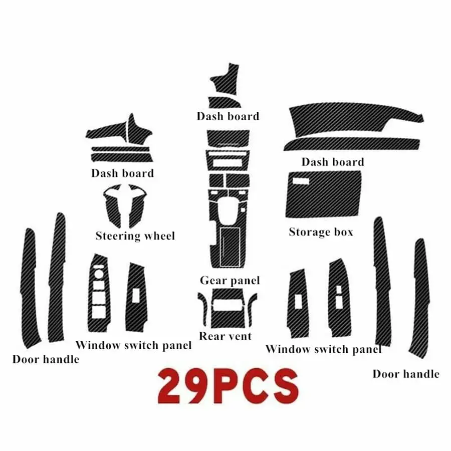For 2008-12 Honda Accord Interior Trim Kit PVC Stickers Matte Carbon Fiber Style