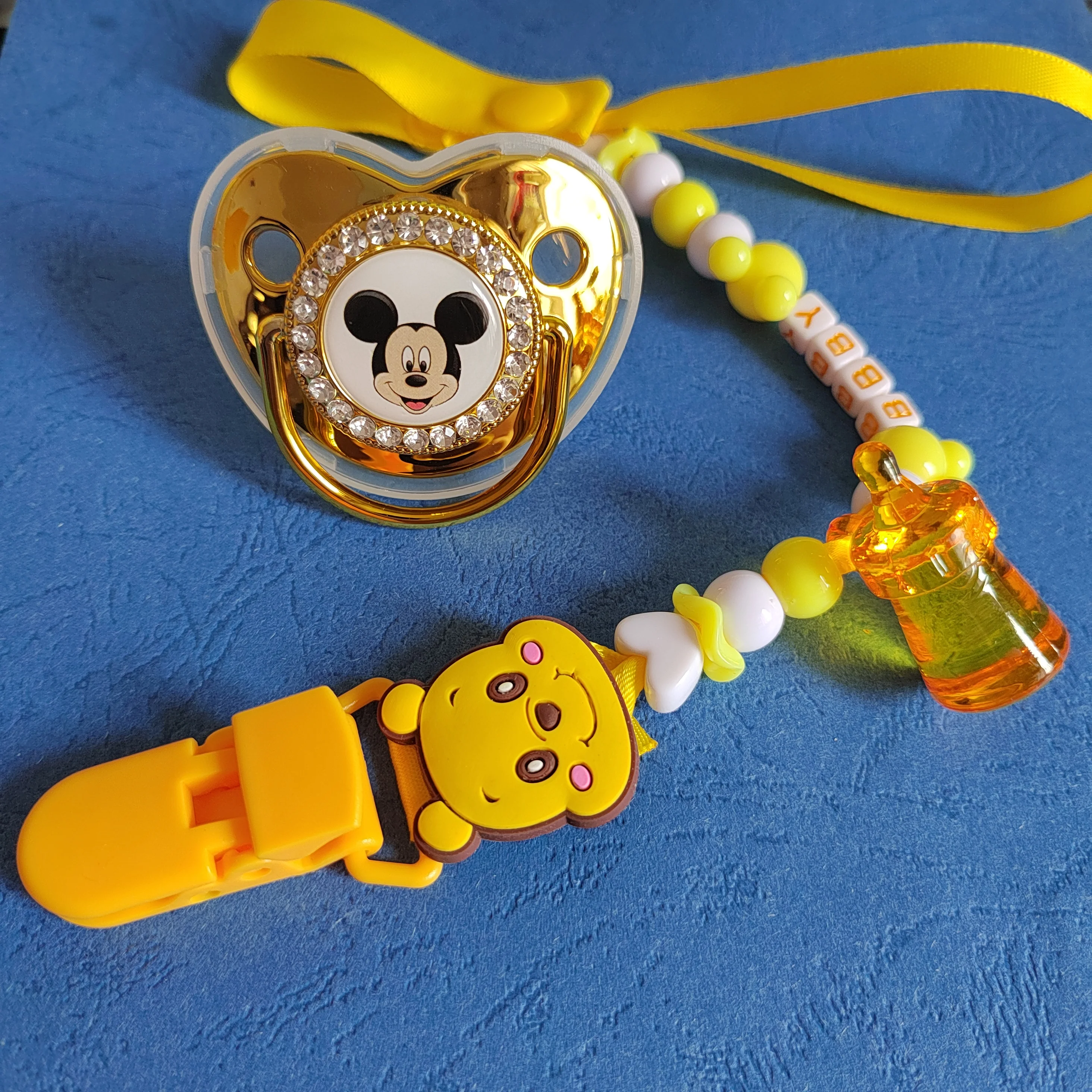 Disney Millet Mouse Pacifier with Personalized Chain Clip BPA Free Bling Fake Sooth 0-36 months Cartoon Bling chupetes para bebe