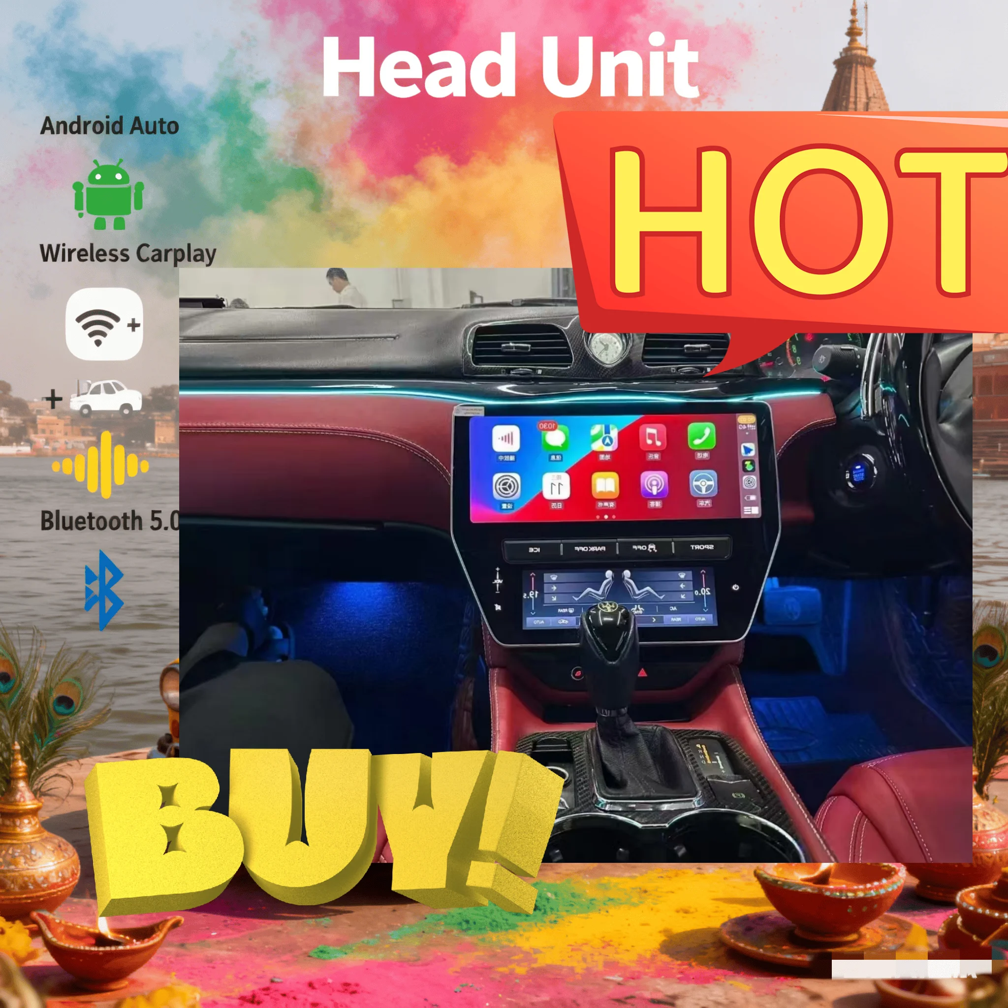 

rc RHD 22inch Android 13 Screen For Maserati GT 2007-2015 Stereo Car Multimedia Autoradio AC Panel Carplay Navigation Head Unit