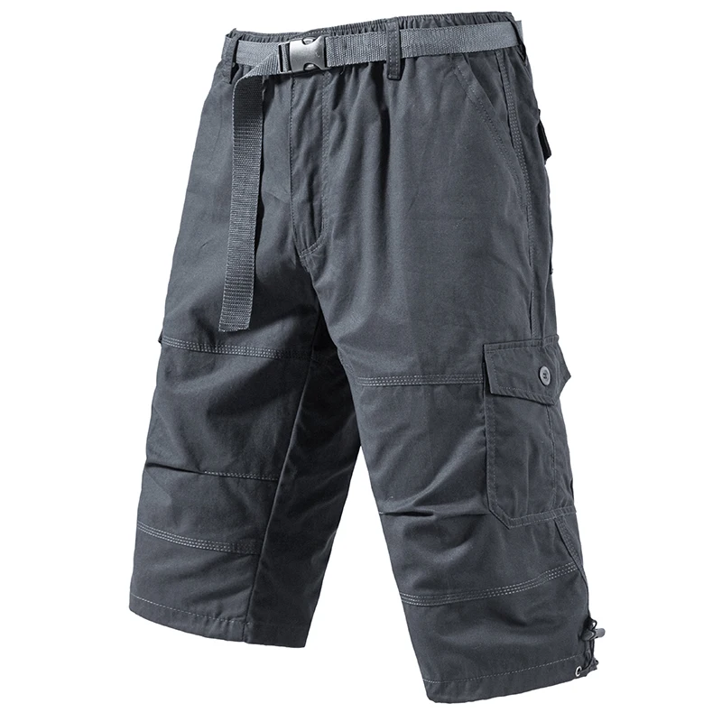 Mens Crop Pants Casual Cargo Shorts Zipper Pockets Light Weight Summer Cool Breathable Short Pants 3/4 Sweatpants