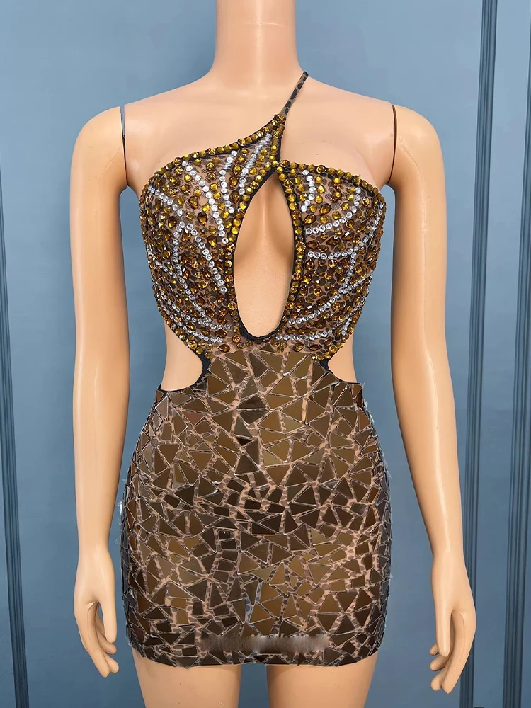 

High Quality Rhinestone Lens Sexy Hollow Out Backless Elastic Dress 2025 New Fashion Custom Women'S Clothing