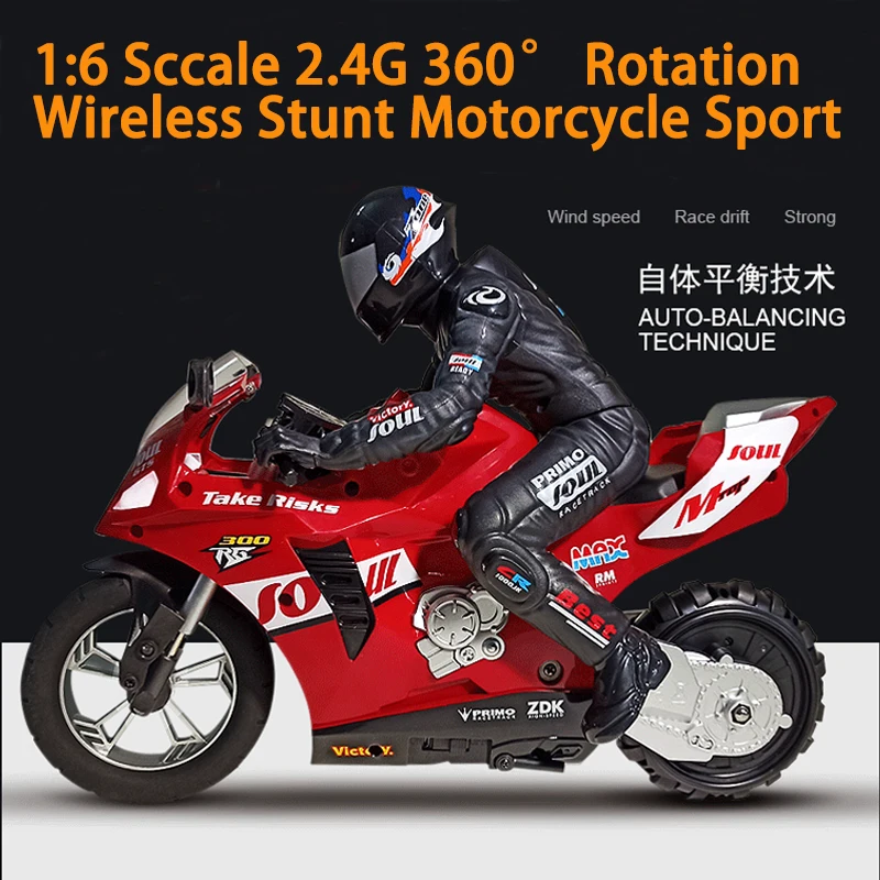 2.4G 1:6 360° Rotation Wireless Self Balancing RC Motorcycle Independent Standing Stunt Fancy Electric Racing Drift Boy Model