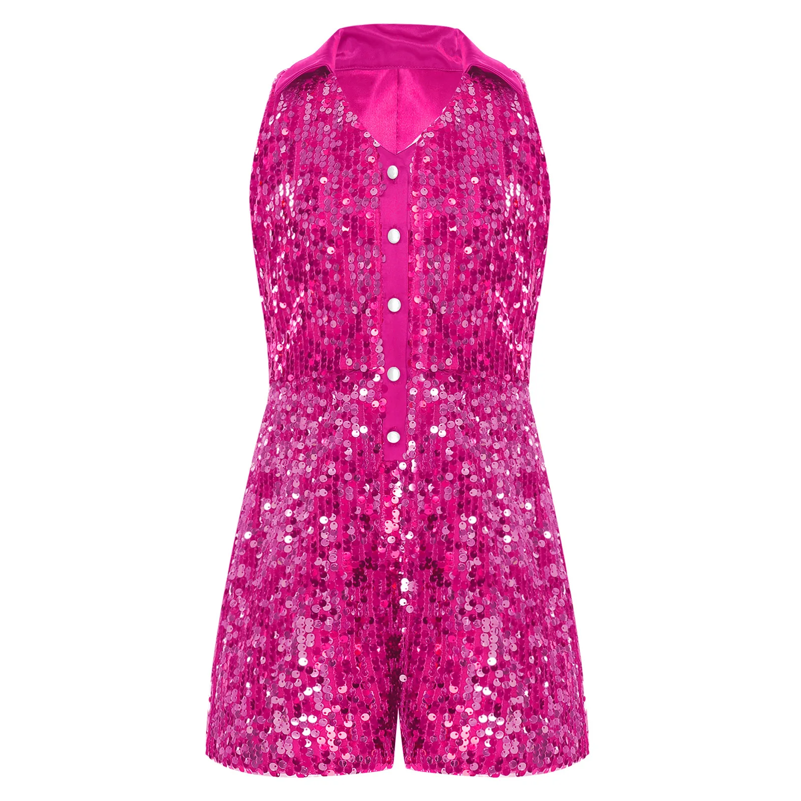 Kids Girls Jumpsuit Sequins Tassel Fringe Dance Leotard Children Latin Jazz Dance Costume Hiphop Party Performance Clothes