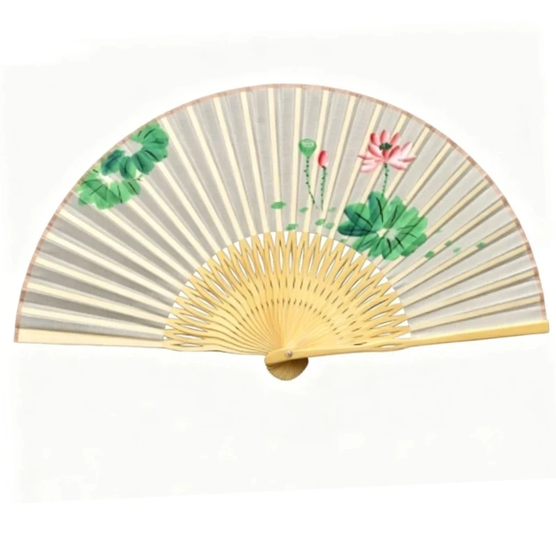 

Hand Drawn Silk Fan Ancient Hanfu Qipao Folding Fan Summer Portable Fairy Dance Fan Photo Runway Prop Fan Classical Craft Gift