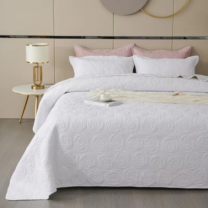 3pcs Bedspread Pure Cotton Quilted Bed Cover Queen Bedding Set Embroidery Quilt Blanket Coverlet For Double Bed Non-slip Sheet