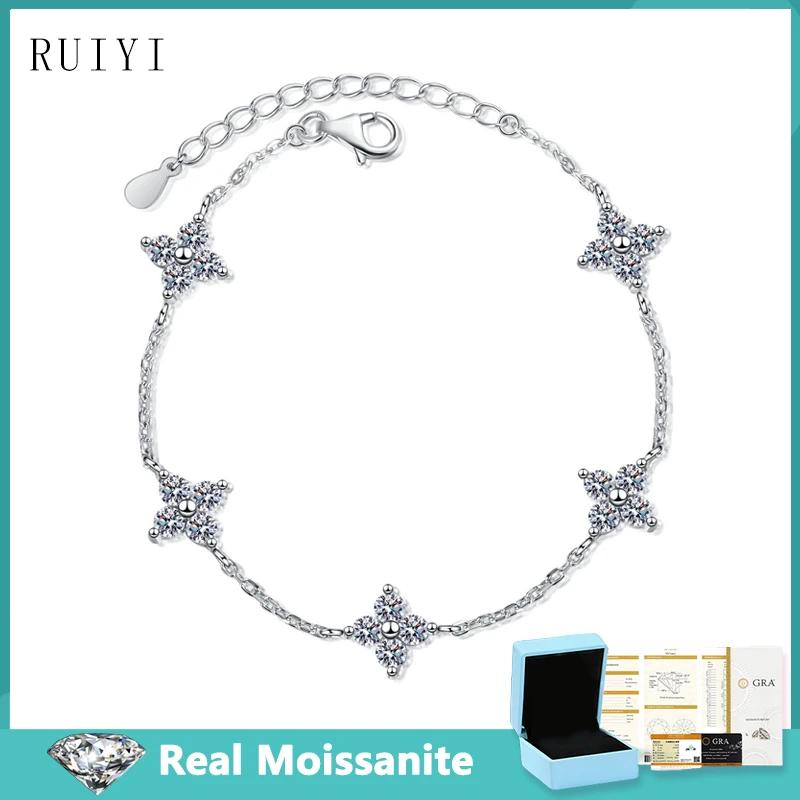 

2 Carat Moissanite Bracelets with Certificate S925 Silver Trendy Luxury Star Sparkling Diamond Bracelet for Women Fine Jewelry