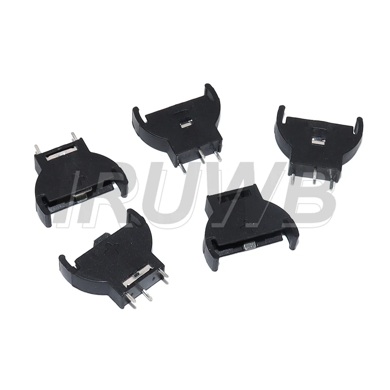 5PCS Plastica Nera 3 Pin CR2032 2032 3V Mezza Ronda Batteria a Moneta Presa Custodia Modulo Scatole Batteria Verticale In Linea