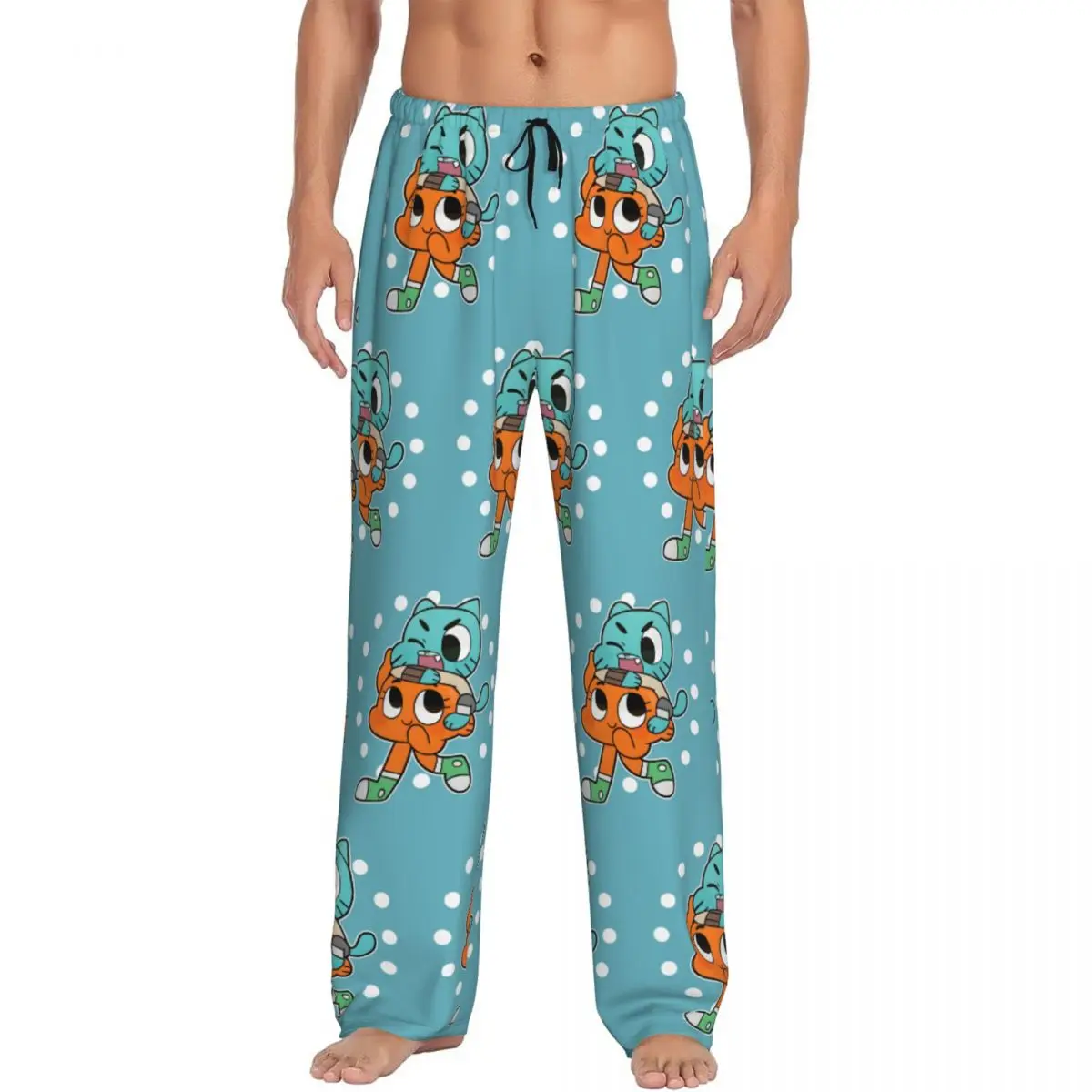 

Custom Men's The Amazing World Of Gumball Pajama Pants Printed Funny Cartoon Sleep Sleepwear Bottoms with Pockets