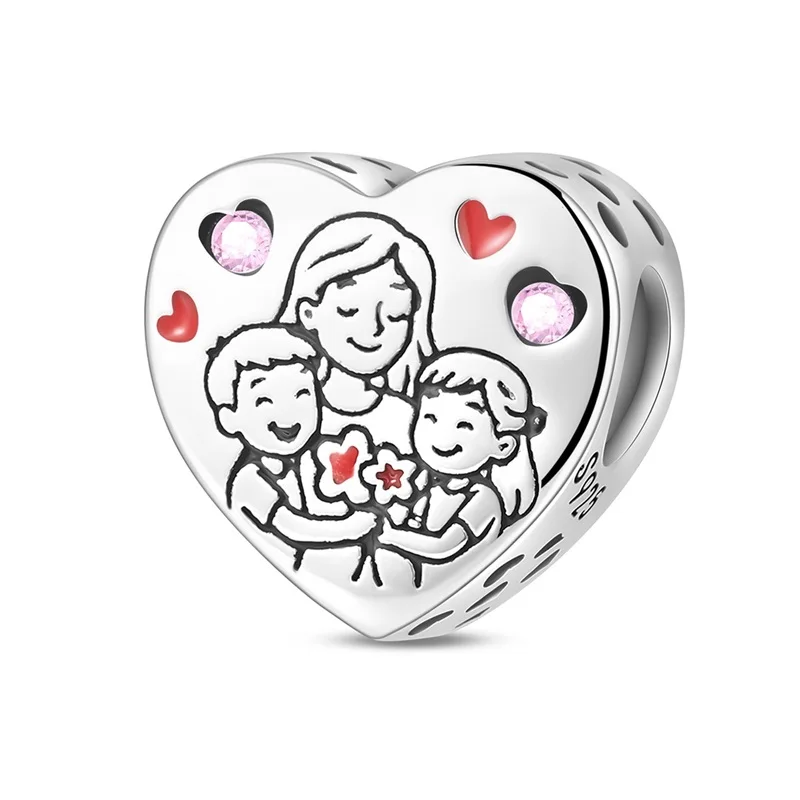 

Лидер продаж, подвески из бисера, стерлинговое серебро 925 пробы, счастливая семья, любовь, висячий кулон, подходит для браслета, ожерелья, ювелирные изделия своими руками