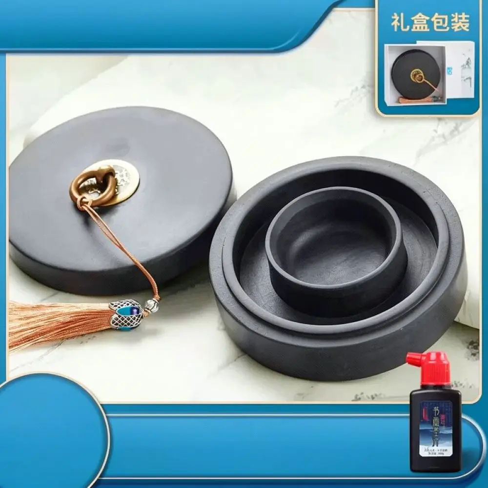 Natural Stone Inkstone With Lid Ink Grinding Tray For Calligraphy Painting Practice Professional Stationery Tool Supply