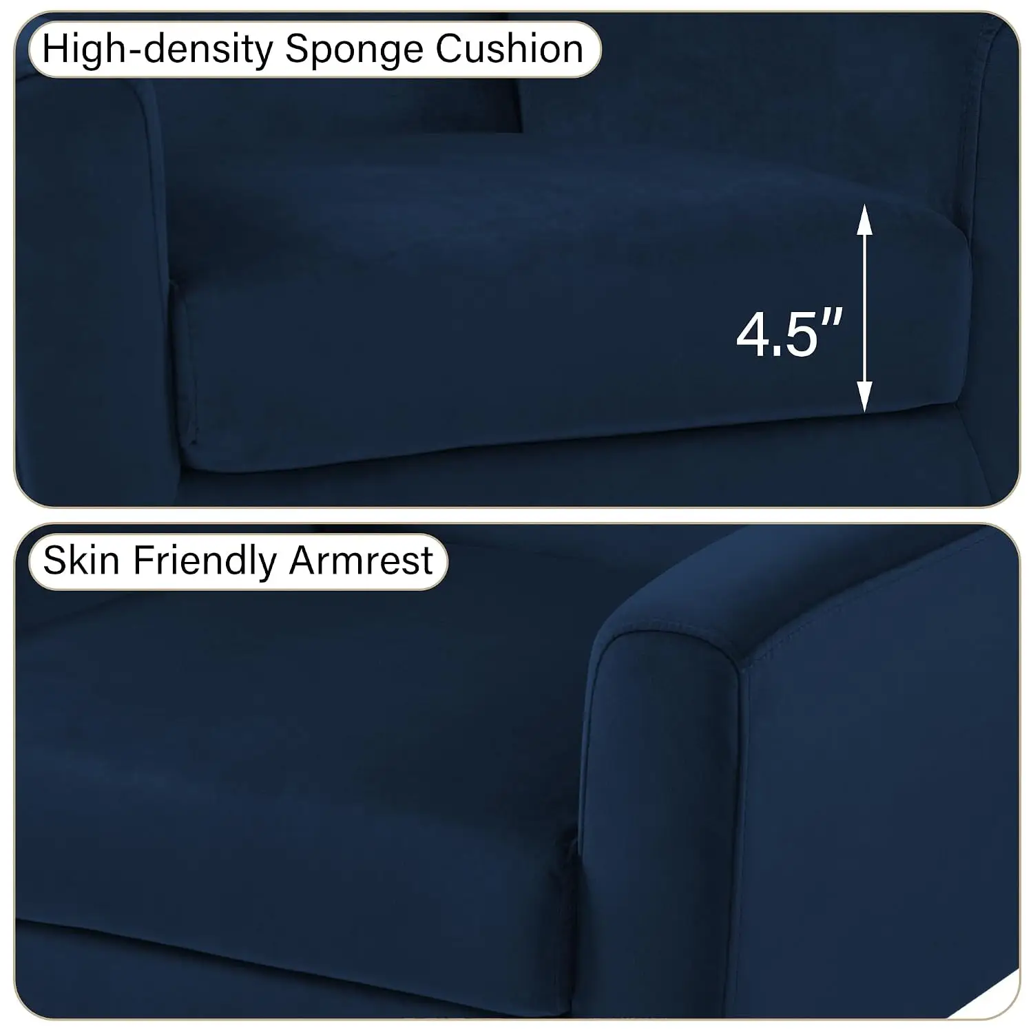 Comfy Reading Armchair Accent Chair Royal Blue Set of 2, Customized view 3