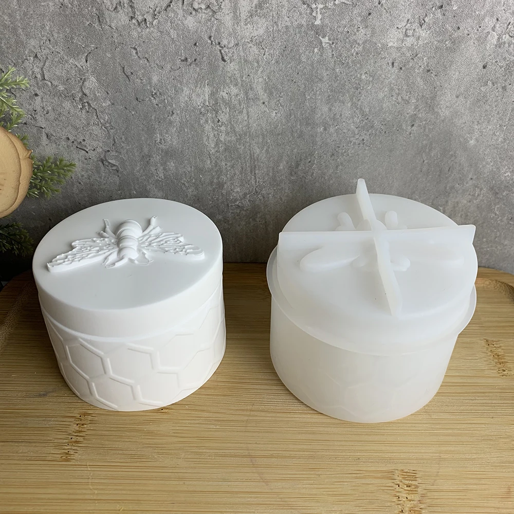DIY Honey Bee Gypsum Jar Silicone Molds Concrete Epoxy Candle Pot Box Injection Mould Handcraft Home Decor Handmade Gift