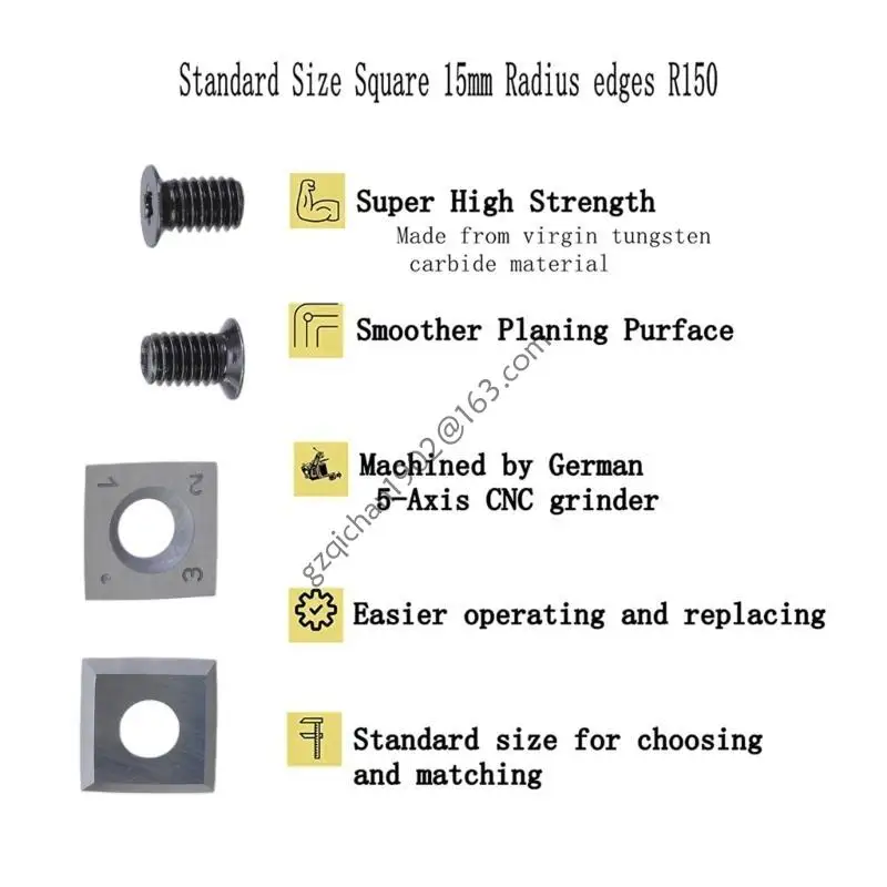 X7ab 10pcs/pacco da 15 mm quadrati coltelli per taglieri in carburo 5x15x2,5-30 ° R150 con vite