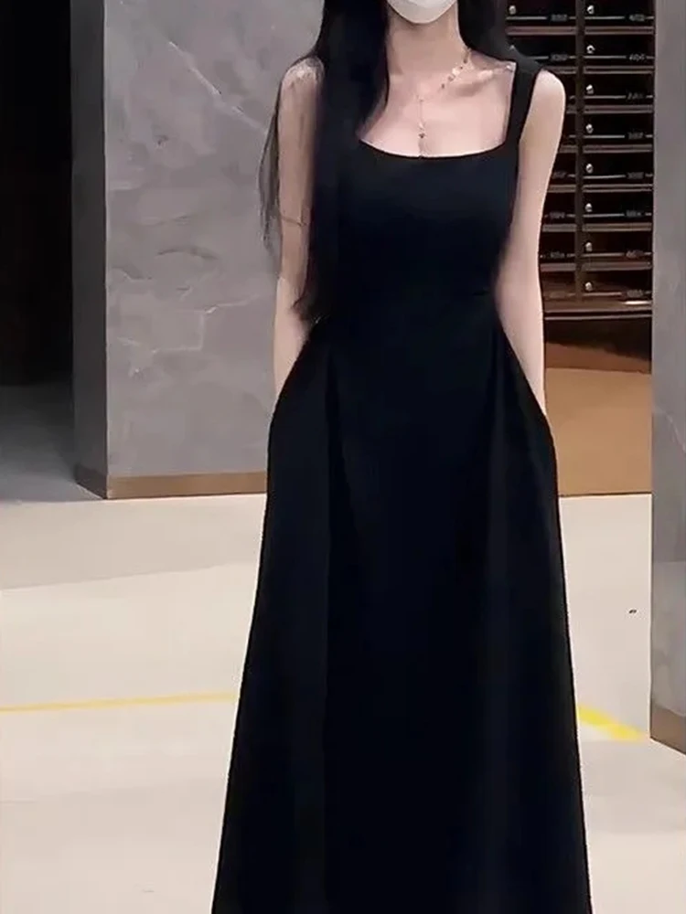 Elegante Camis Kleid Frauen Koreanische Süße Party Kleid Mode Slim Fit EINE Linie Lange Kleider Sommer Neue Chic Damen Solide Vestidos