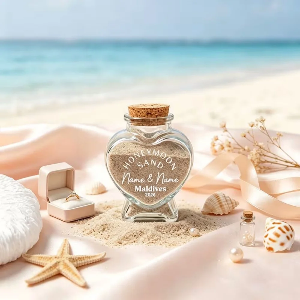 Custom Text Love Memory Jar Mini Travel Sand Keepsake Romantic Beach Souvenir Gift for Wedding Honeymoon Couple
