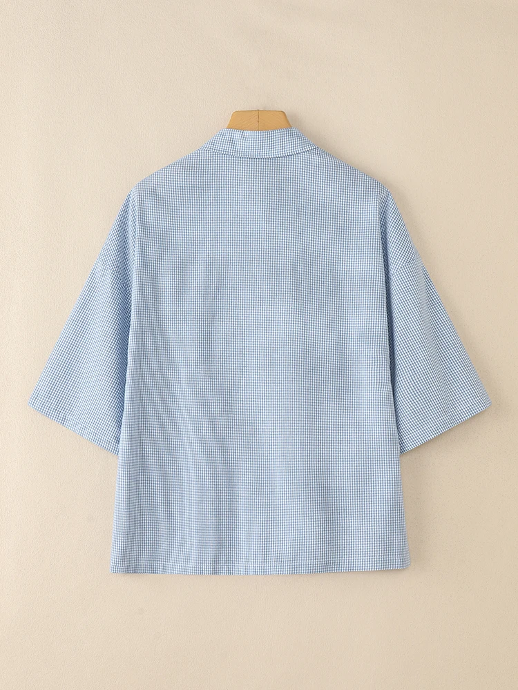 Koszula biurowa damska ZANZEA na jesień 2025, modna koszula w kratę z kołnierzykiem, długi rękaw, bluzka do pracy w stylu OL, luźne topy oversize