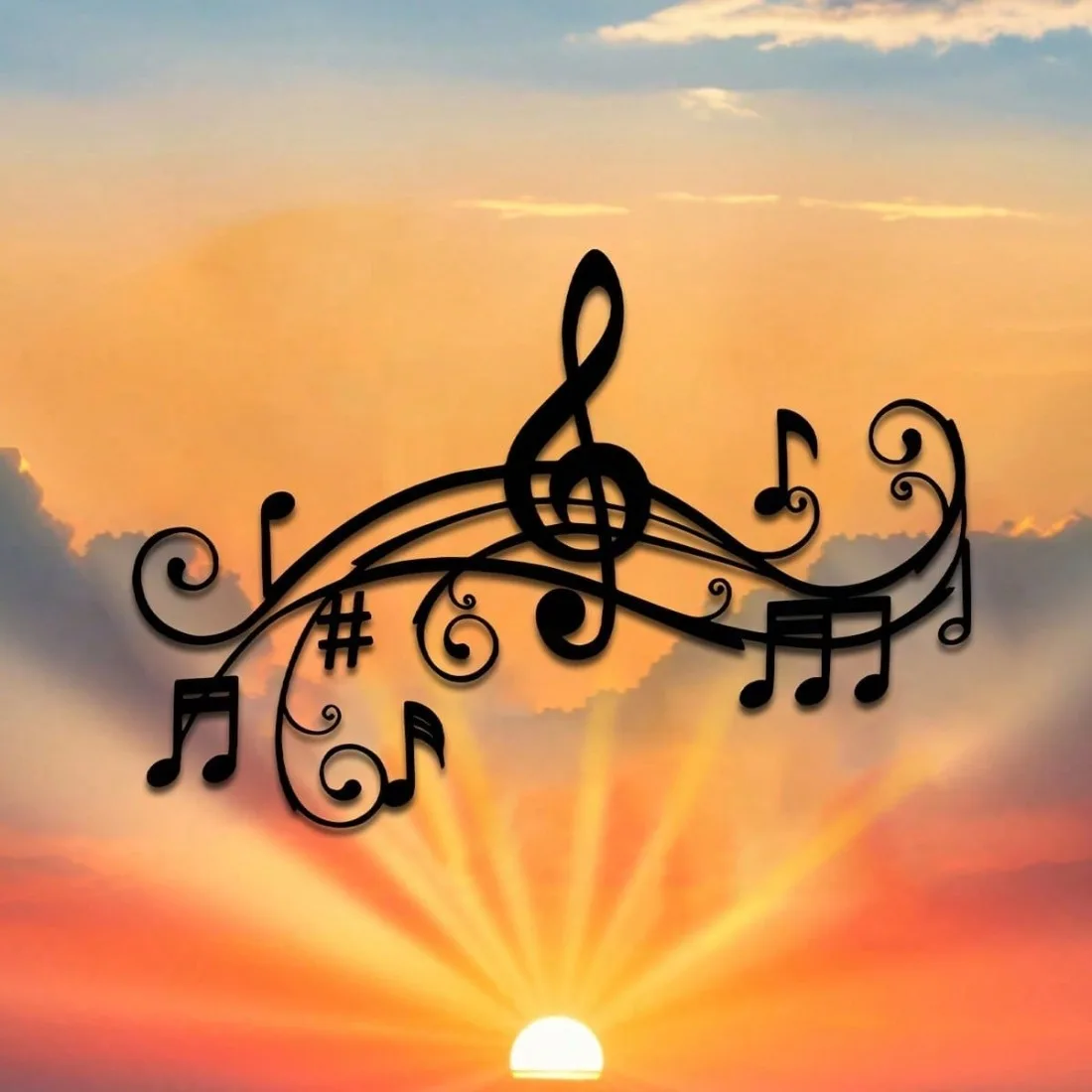 Art Deco Music Note Wall Sculpture Sturdy Iron Wall Art 15.74x10.87