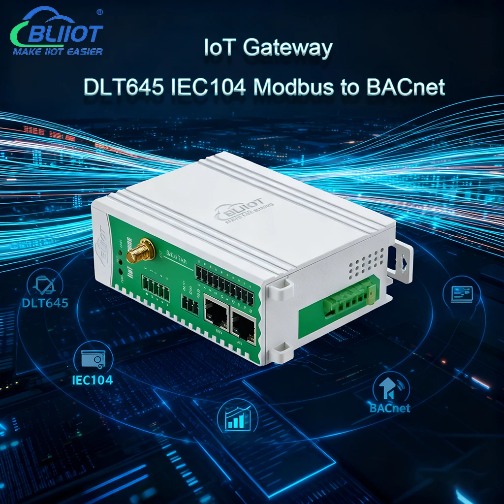 Gateway BLIIOT DLT645 IEC104 Modbus para protocolo BACnet Gateway automação predial RS485 Wifi
