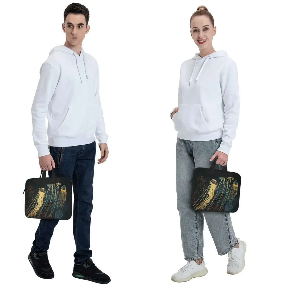 Metallic Jellyfish Crossbody Laptop Bag Case Computer Bag Resistant Protective Notebook Pouch for Lenovo