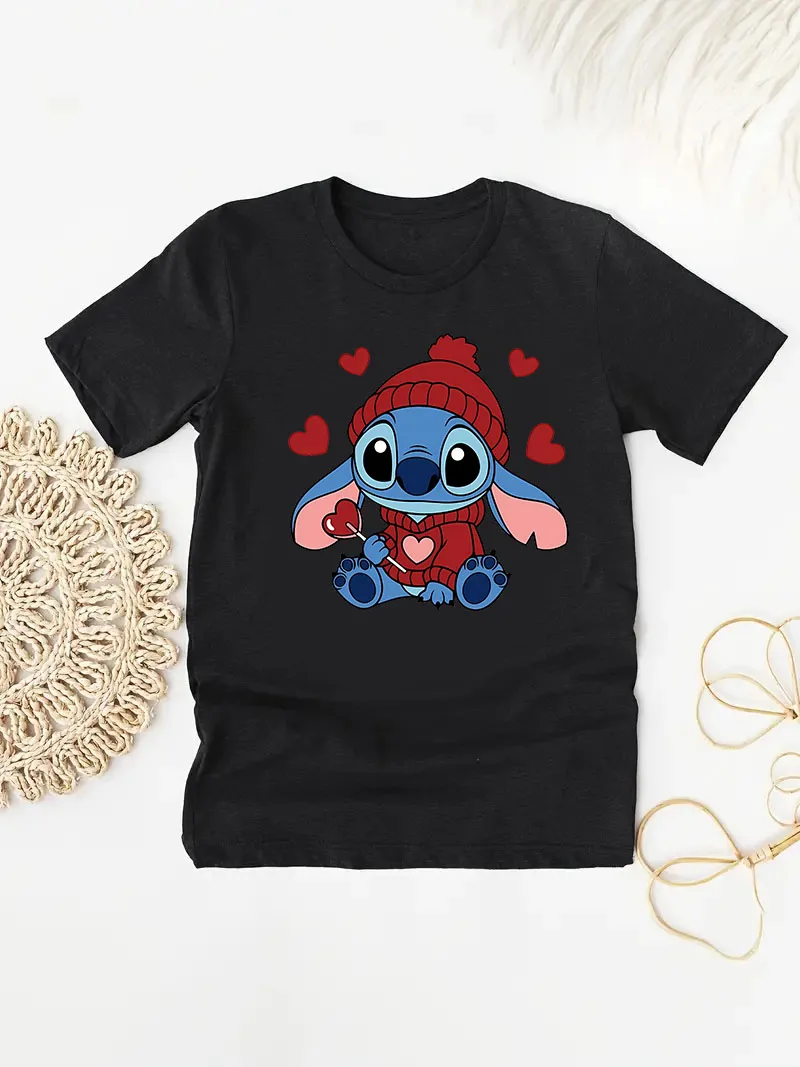 

Kawaii Stitch Disney Women's Clothing Y2k T-shirts Women's T-shirt Tops Short Sleeve Woman Clothing Tops Stitch Graphic T Shirts