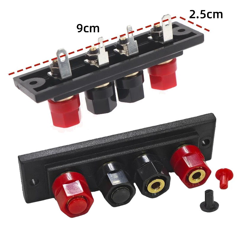 **1Pcs Audio Accessories Speaker Amplifier Chassis Terminal Output Four-Position Terminal Soundbox Speaker Gold Wiring Board