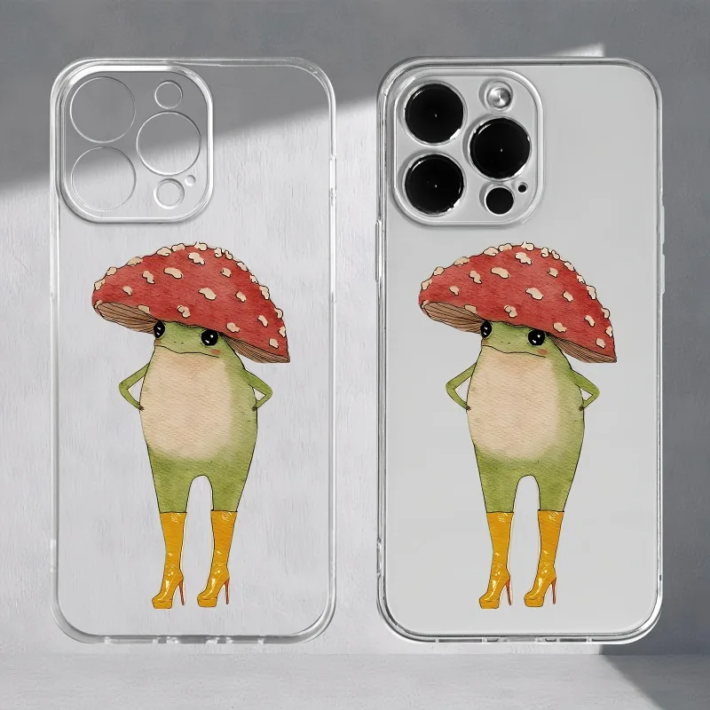 

Чехол для телефона с рисунком лягушки подходит для iPhone 17, 16, 15, 14, 13, 12, 11 Pro/Max/Plus, прозрачный мягкий чехол с защитой от падения