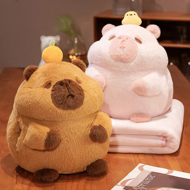 Creative 30cm Stuffed Dolls Capybara Pig Animals Three Capybara In One Blanket Toys Super Soft Decor Girls Boys Birthday Gifts