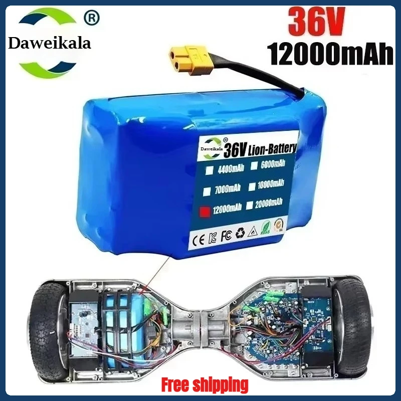 

Аккумуляторные блоки Daweikala 36В 12Ач 10s2p, литий-ионные, перезаряжаемые, для электросамокатов, гироскутеров и моноколес