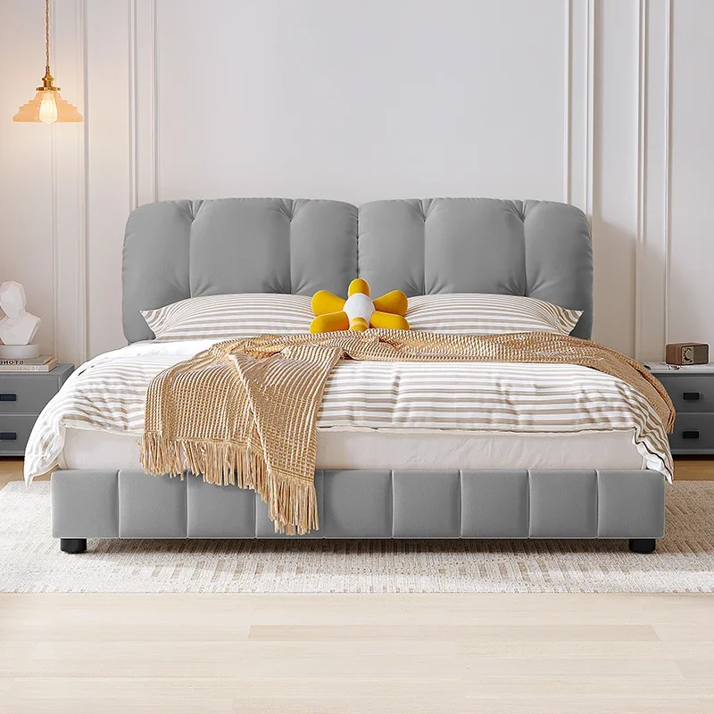 

Organizer Gray Double Bed Waterproof Designer Headboards Bases Double Bed Frames Luxury Modern Letti Matrimoniali Bedroom Stuff