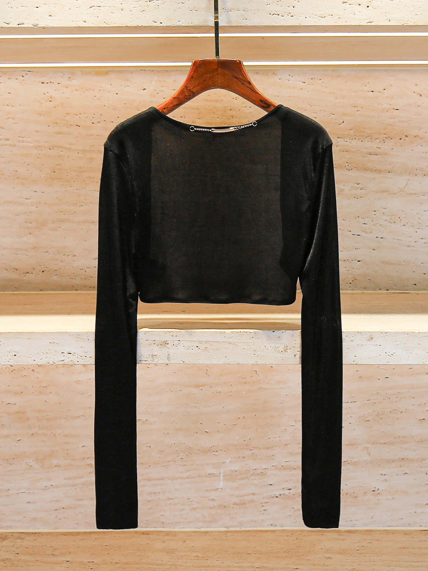 High-End Summer ort Thin Women's Knitted Sunscreen Cardigan Top Commute Sle High Waist Other Material Long Sve round Ne