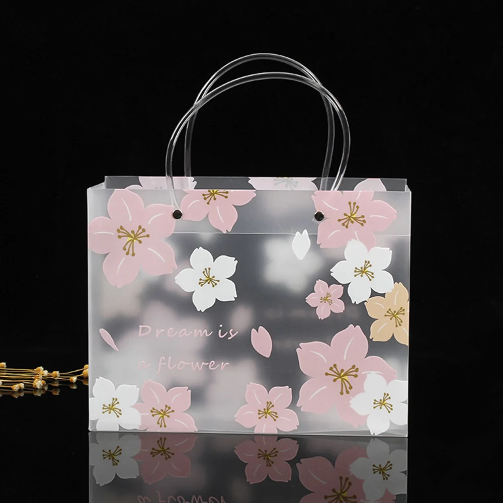 Cherry Waterproof Frosted Transparent Gift Bag Handbag PP Bag Shopping Bag Clothing Bag Packaging Bag Gift Bag Tote Bag