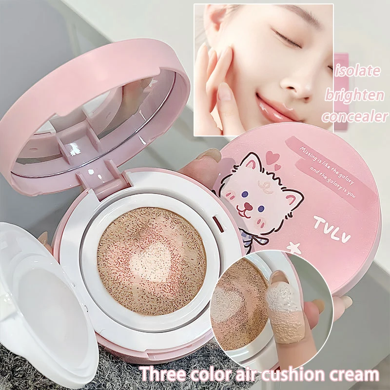 Crema compacta con cojín de aire 3 en 1, Base hidratante de alta cobertura, corrector iluminador con aislamiento Natural, crema BB, Base de maquillaje coreana