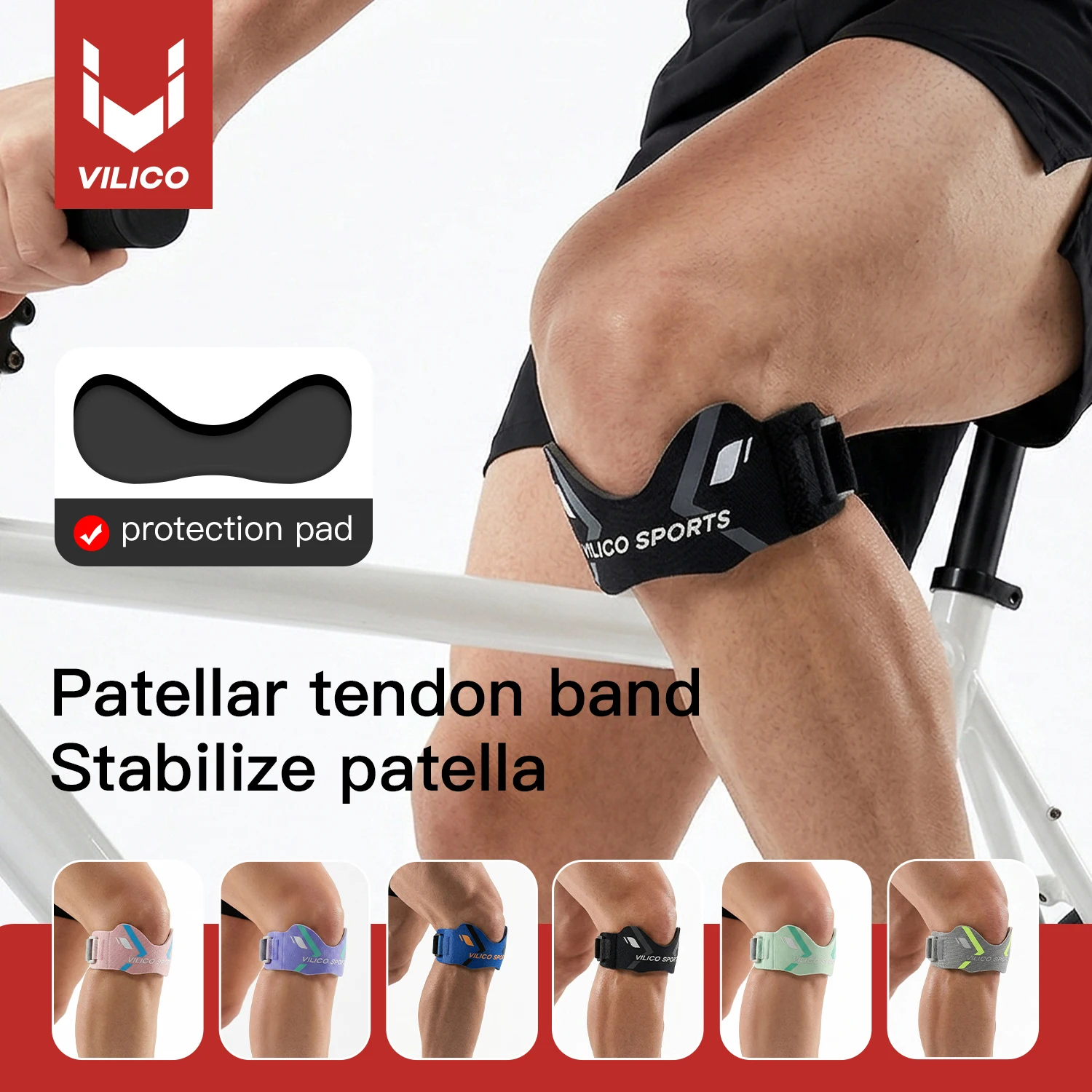 VILICO Adjustable Patellar Tendon Support Strap, Sports Patella Stabilizer Knee Brace Band for Running Basketball Gym Hiking, Pa
