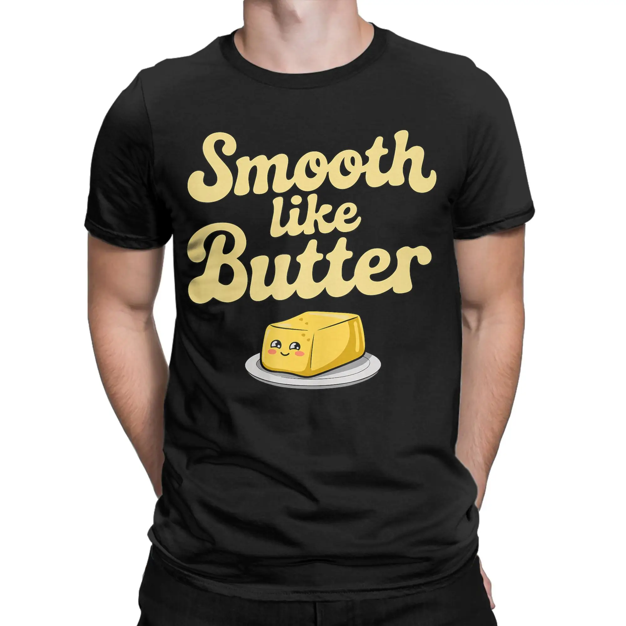 Fun Smooth Like Butter Dairy Products T-Shirts for Men Round Neck Cotton T Shirts  Short Sleeve Tee Shirt Summer Clothes