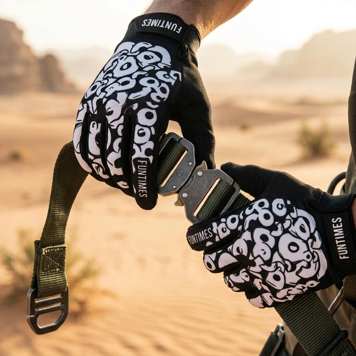 FUNTIMES Colorful Motorcycle Men's Riding Full Finger Gloves with Touchscreen Pattern Design Finger Divided Gloves
