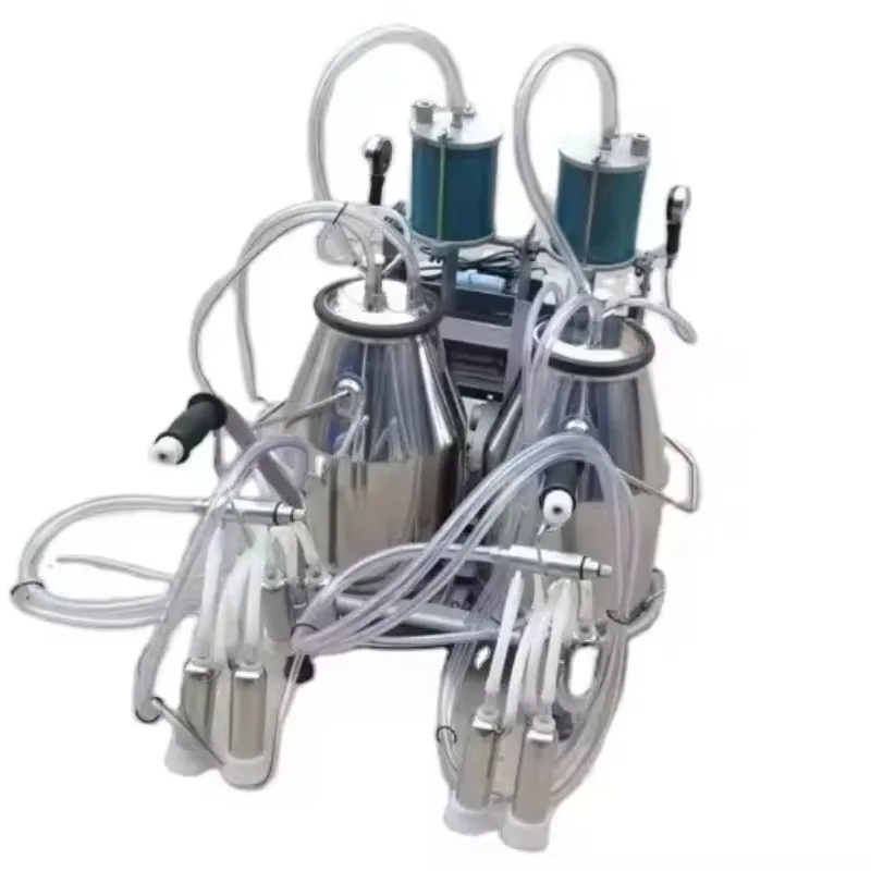 

New Double Milk Buckets Cow Milking Machine With Reliable Piston Pump And Engine High Productivity For Farms