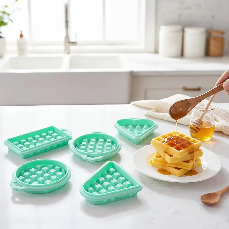 Air Fryer Silicone Waffle Mold Set 5PCS Food Grade Heat Resistant Solid Color Baking Tools for Kitchen Cake Pastry DIY