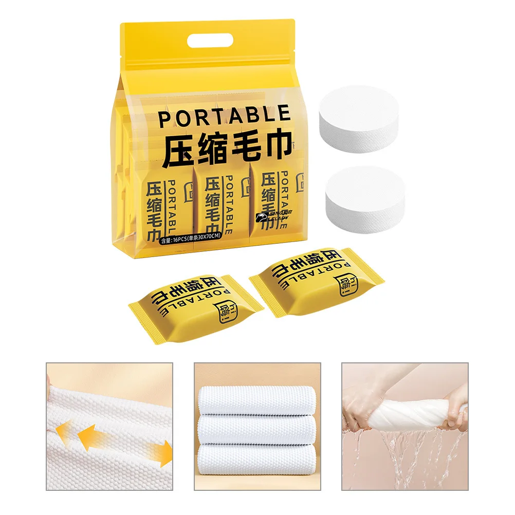 16 قطعة من المناشف المضغوطة للاستعمال مرة واحدة، مناشف بحجم السفر، محمولة للتخييم في الهواء الطلق وتنظيف الوجه والاستخدام اليومي #6