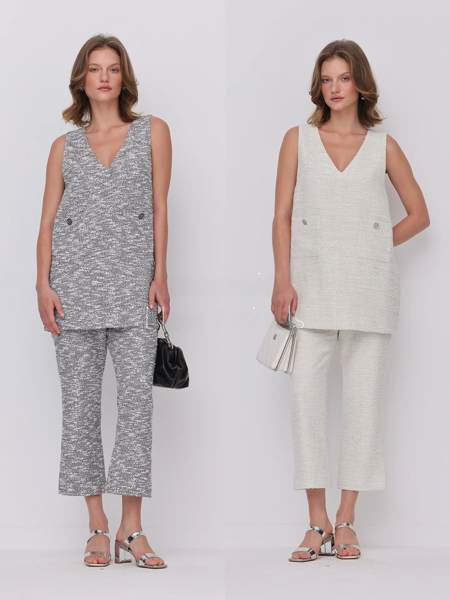

Deesse Sicile High Intelligence Woolen Vest And Nine Points Pants Set Long Sleeveless V-Neck Spring Fashion Women's Outfit